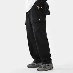 Hipsn  -  Cargo Pants Men Autumn Japanese Trend Harajuku Loose Multi Pocket Overalls Outdoor Sports Casual Drawstring Work Trousers