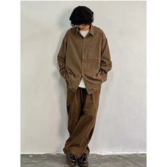 Hipsn  -  Mens Casual Wide Leg Pants New Japanese Harajuku Fashion Cargo Pants Cotton Comfort High Street Trousers Male Oversized