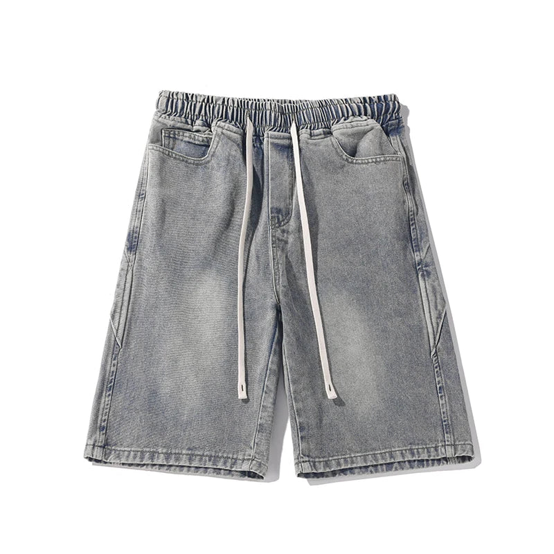 Hipsn  - Men's Denim Shorts Distressed Washed Thin Short Jeans Summer  Basic Casual Pants Hip Hop Street Short Pants