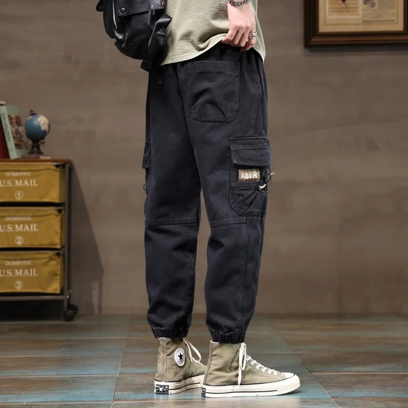 Hipsn  -  frat guys New Oversized Workwear Pants for Men's Trendy Loose Leg Pants, Korean Version Trendy Cropped Casual Pants