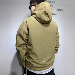 Hipsn  -  Men's Sweatshirt Luxury Pocket Jackets Hoodie Hip Hop Harajuku Streetwear Korean Fashion Jacket Casual Half-zip Loose Coats Men