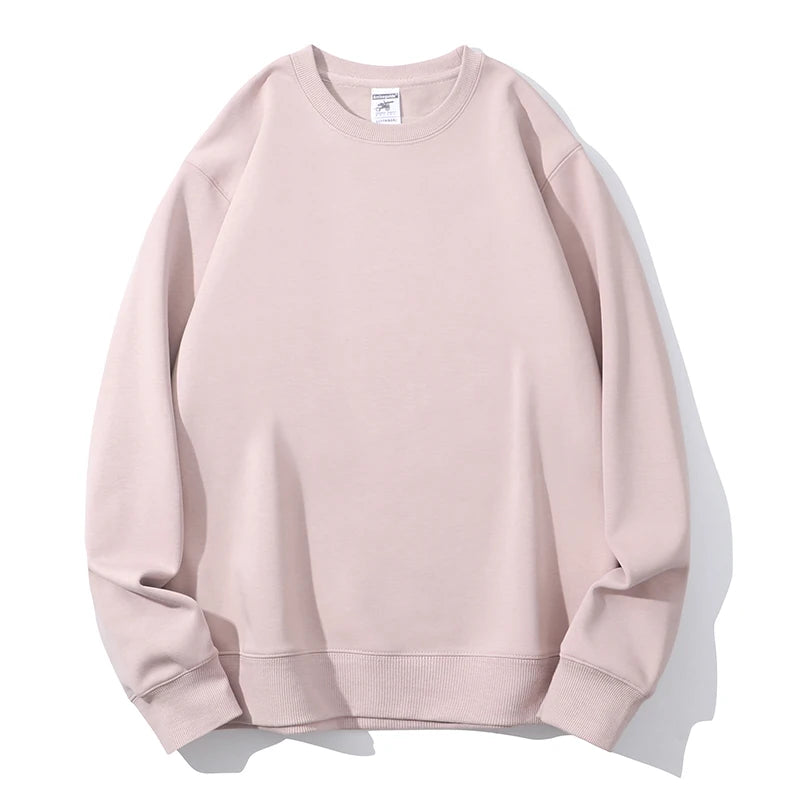 Hipsn  -   Autumn Winter New Hoodies Men Thick 600g Fabric Minimalist Solid Basic Oversize Sweatshirts Quality Jogger Women Pink Pullovers