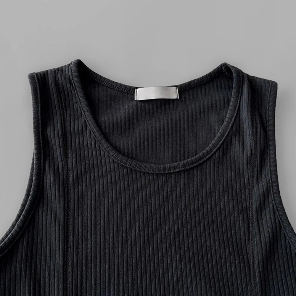 Hipsn   -  Mens Shaping Stretch Knit Vest Genderless New Fitness Sports Tight Breathable Sweat-Absorbent Solid Color Tank Top Unisex