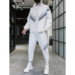 Hipsn  -  frat guys New Spring Fashion Reflective Tracksuit Men Sportswear Casual Sweat Suits 2 Piece Jacket+Pants Jogging Sets