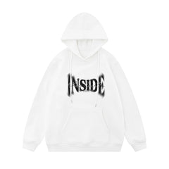 Hipsn  -  Fuzzy Letters Design American Hooded Sweatshirt High Street Clothing Pullover Sweatshirts Loose Casual Couple Sweatshirt