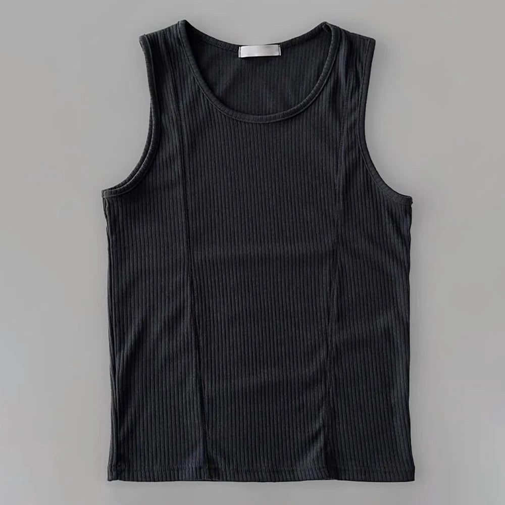 Hipsn   -  Mens Shaping Stretch Knit Vest Genderless New Fitness Sports Tight Breathable Sweat-Absorbent Solid Color Tank Top Unisex