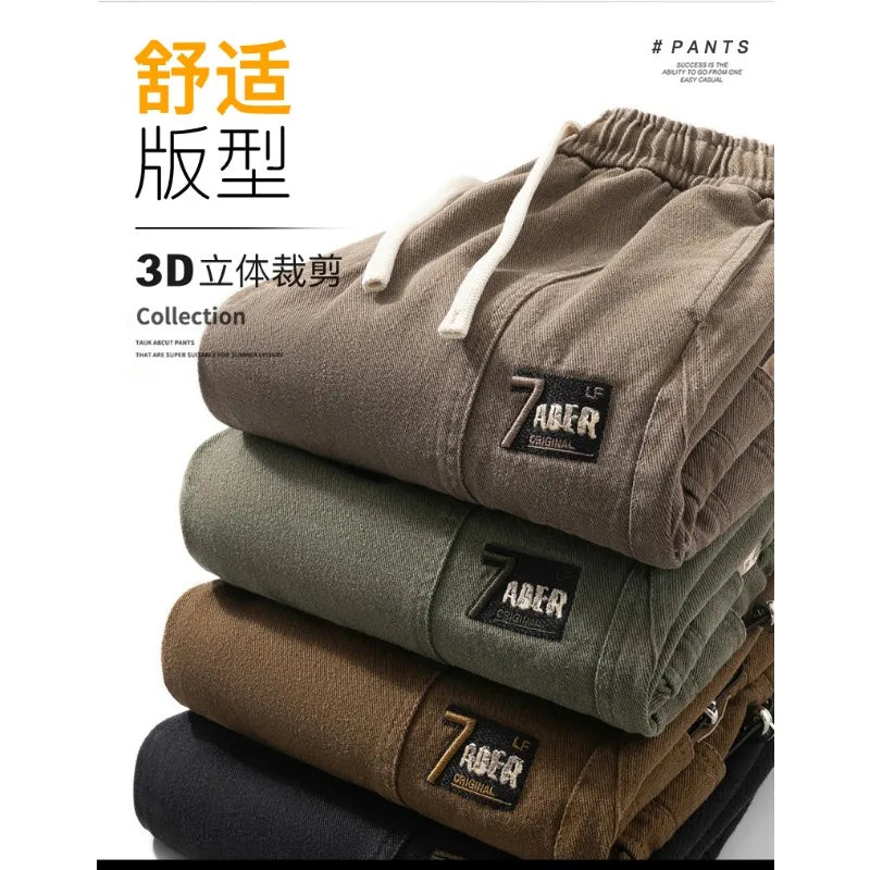 Hipsn  -  frat guys New Oversized Workwear Pants for Men's Trendy Loose Leg Pants, Korean Version Trendy Cropped Casual Pants