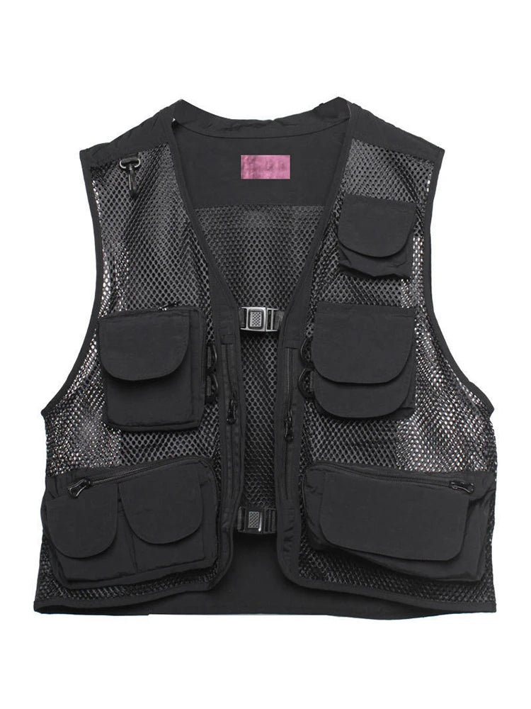 Hipsn  -  Techwear Black Cargo Biker Vest Without Sleeve Tank Tops Men Sleeveless Top Men  Clothing Japanese Streetwear Hip Hop